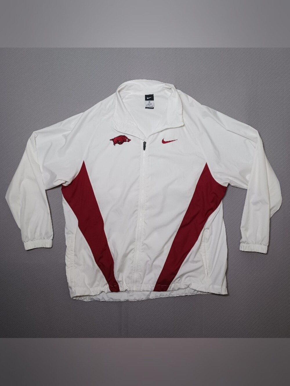 Vintage Nike Mens Arkansas Razorbacks Windbreaker XL White Made In USA